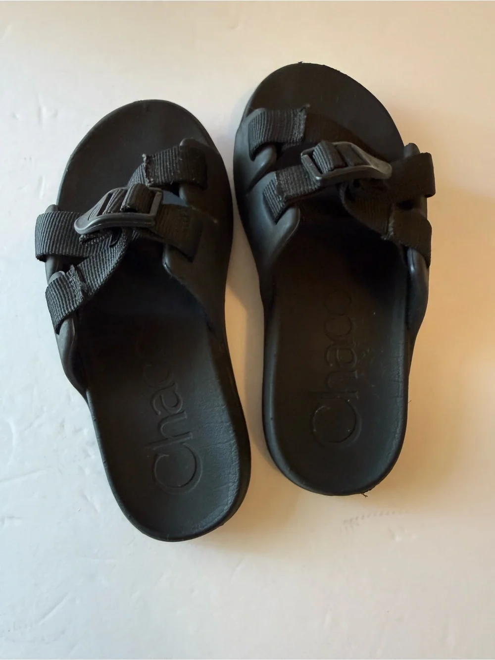 Chaco Kids Black Adjustable Slide Sandals with Dual Webbing Straps Size K1